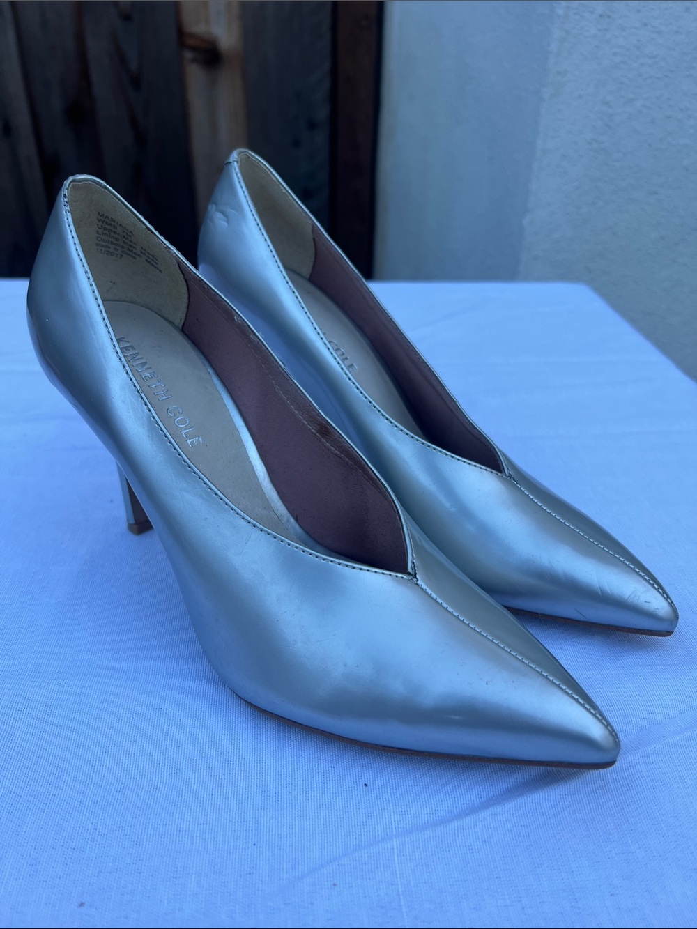 Kenneth Cole Silver Pointed Toe High Heels